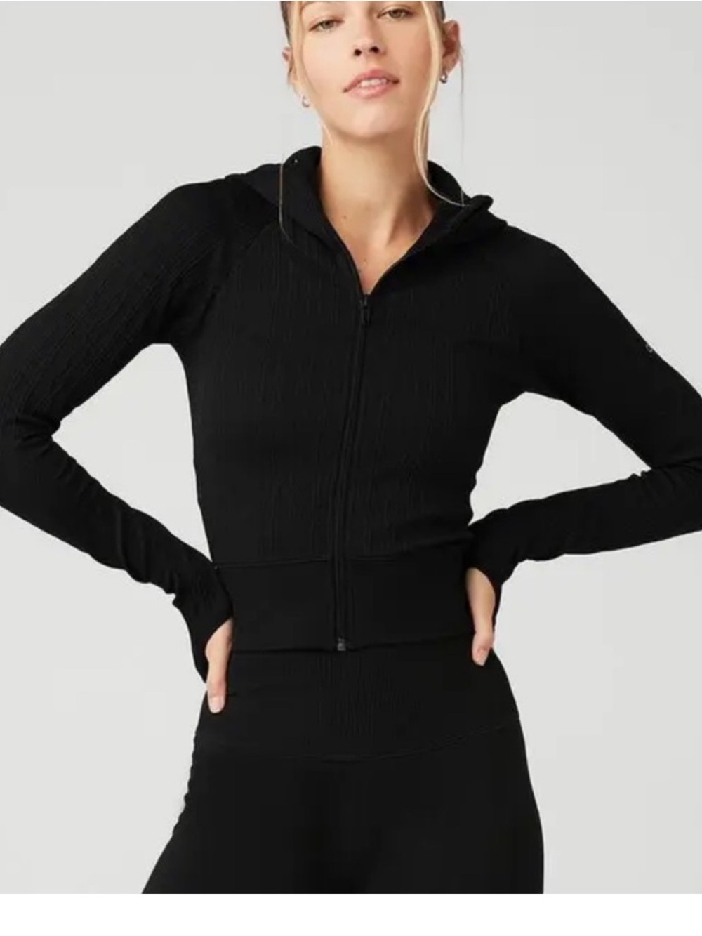ALO Seamless
Cable Knit Jacket, Black, size S